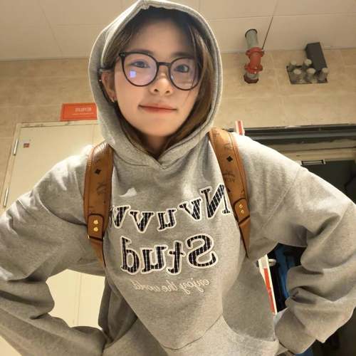 美式复古重磅连帽加绒卫衣女秋冬新款字母刺绣小众设计感宽松上衣