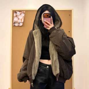 慵懒感双面穿棉衣冬装 座山雕棉服女款 棉袄美式 2025新款 厚外套 冬季