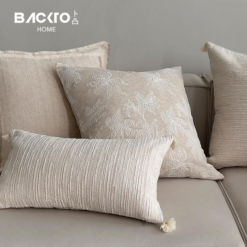 BACKTO卜凸家居法式中国风天然棉麻抱枕简约客厅沙发靠枕靠垫亲肤