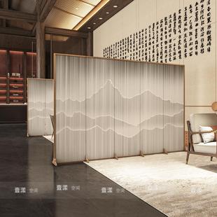 简约现代屏风隔断办公室客厅餐厅酒店实木遮挡折叠移动玄关 新中式