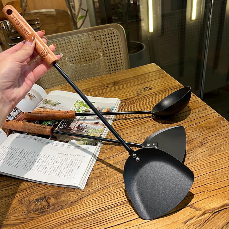 【老板娘家里自用款】极铁锅铲炒菜铲子铁铲子实木防烫手柄盛汤