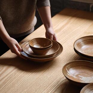 木墨生活×溪边大地系列餐具套组新款餐盘汤饭碗组合手工粗陶瓷器