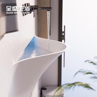 一体定制台上盆水池洗脸盆家用洗漱盆定制 杜邦可丽耐笑脸盆挂墙式