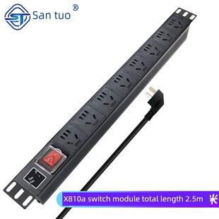 三拓Ts8012机柜Pdu电源插座8位10A插头带开关机房多功能配线板