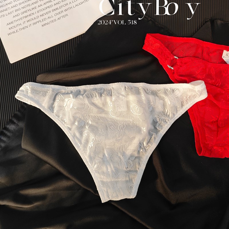 【春风蕾丝】性感男士薄内裤大码低腰透明小众高级诱惑铁环三角裤