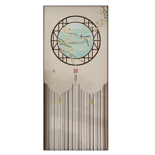 门帘夏季 中式 防蚊隔断帘遮挡帘中国风印花纱门家用卧室厨房免打孔