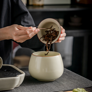大号茶洗缸陶瓷轻奢开片茶具配件笔洗茶盆茶盂水盂茶渣缸建水
