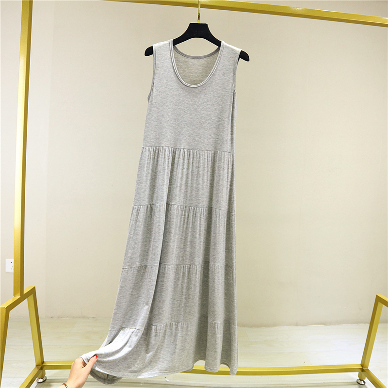 加肥加大码连衣裙女2020夏季夏款无袖背心裙显瘦打底裙大摆裙长裙