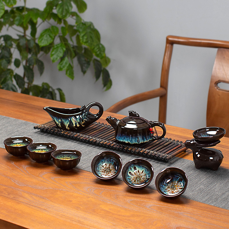 陶瓷窑变茶杯均窑天目釉家用功夫茶具套装茶壶办公酒店整套泡茶器