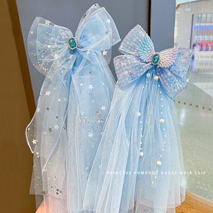 儿童发饰小女孩头纱女童头饰甜美韩版公主风高级感超仙蝴蝶结发夹