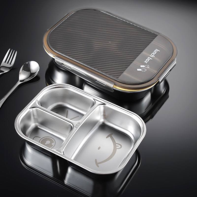 304圆形不锈钢两格点心盘快餐饭菜盘拼菜盘两格盘火锅盘食堂餐盘