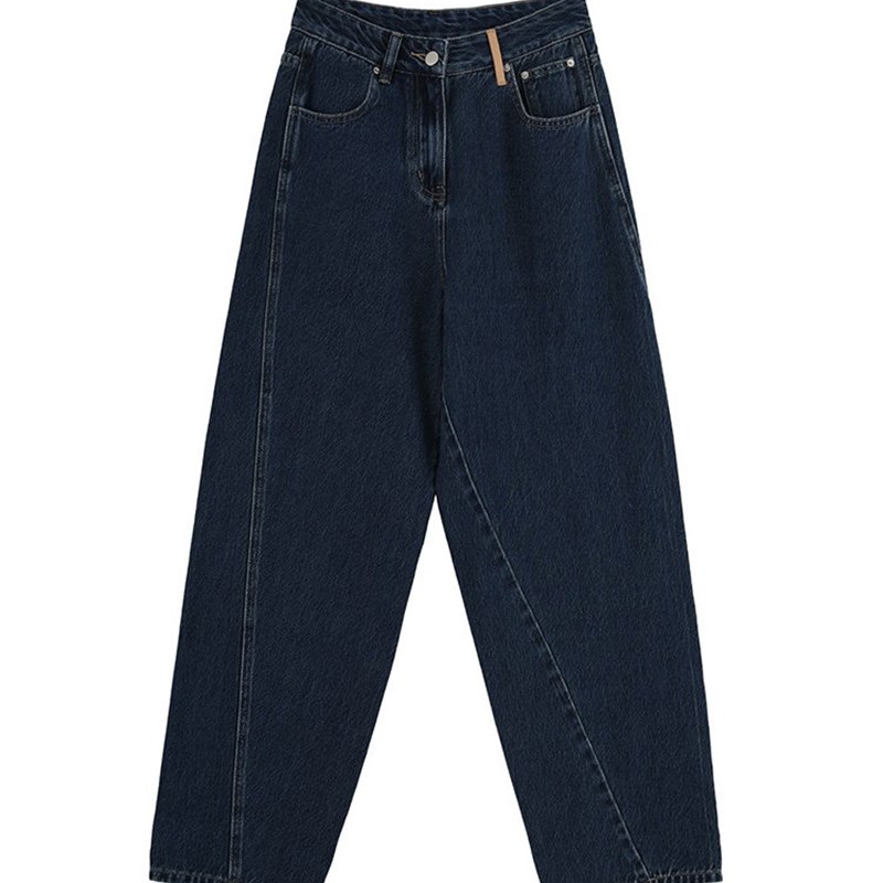 大码女装微胖妹妹mm复古牛仔直筒春秋高腰宽松显瘦老爹长裤200斤