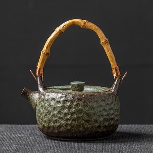 复古茶壶煮大容量功夫茶具家用办公泡提梁壶烧水炉小容量锤纹日式