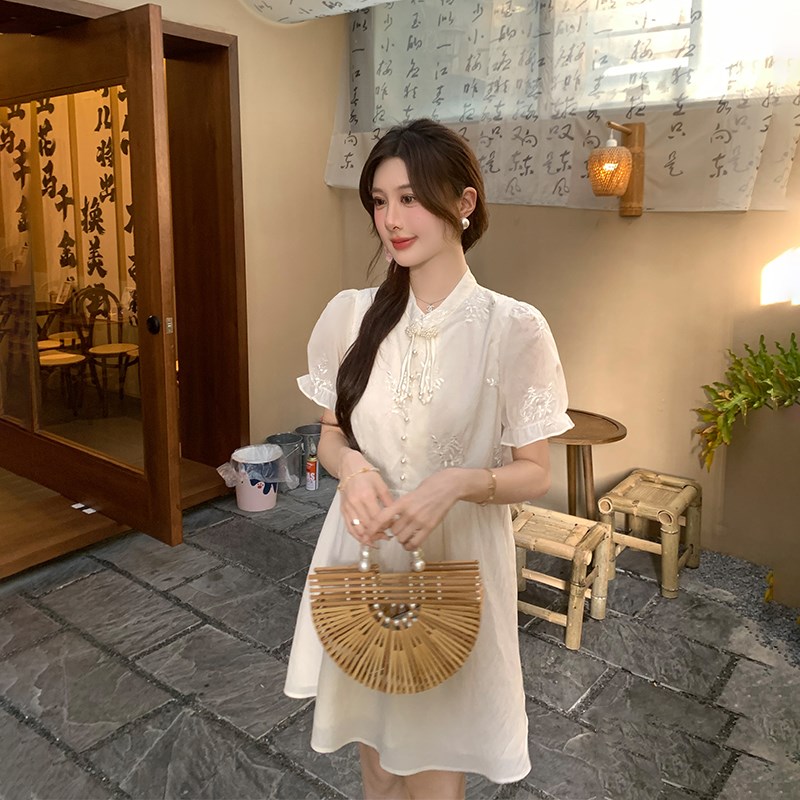 【宠粉回馈】马西西微胖大码新中式刺绣旗袍连衣裙女国风显瘦裙子