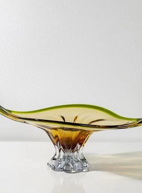 轻奢家居软装玻璃果盘收纳果篓售楼处样板间客厅饭厅餐桌托盘摆件