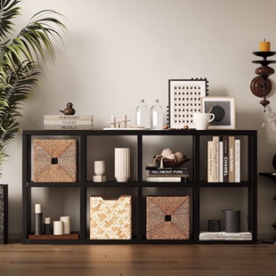 复古格子柜钢制自由组合书柜卡莱克书架幼儿园日式收纳储物方格柜
