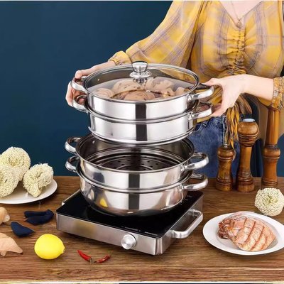 厂供加厚不锈钢蒸锅家用双层多层汤蒸锅Stainless steel steamer