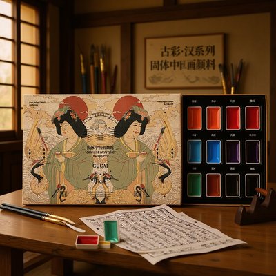 鲁本斯入门级古彩汉系列固体国画颜料套装1224色东方色彩绘画颜料