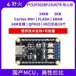 野火普冉PY32F002BF15U6TR核心板32位ARM单片机开发板M0+核 24Mhz