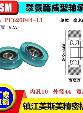 美斯美蓝色包胶轴承滑轮92A聚氨酯滚轮静音耐磨MSM-PU620044-13