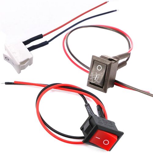 KCD11船型开关 2脚2档 带连接线船形翘板电源按钮开关 10X15mm