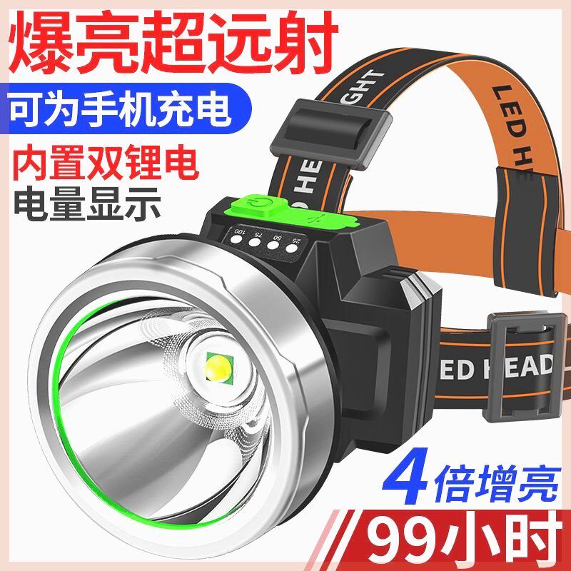 德国进口头灯强光远射超亮可防水户外可充电矿灯头戴式手电双锂电