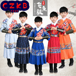 儿童飞鱼服明制汉服男国学弟子规书童锦衣卫套装贴里侠客四大名捕