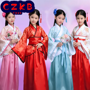 儿童古装女汉服唐装秦朝春秋战国三国贵妃服汉朝古代演出服装