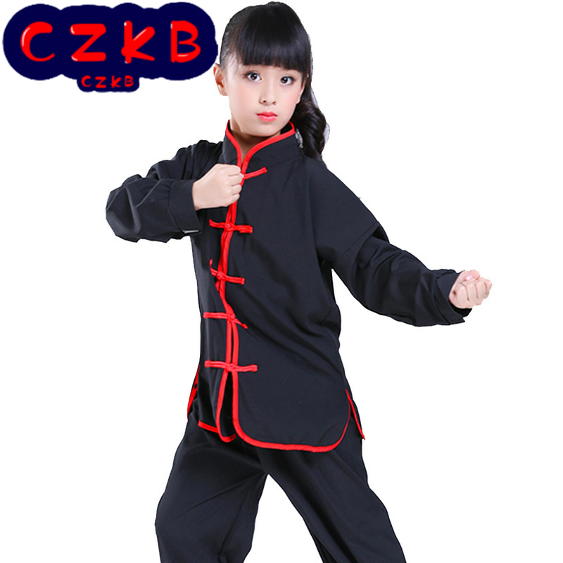 儿童武术演出服装青少年太极练功服长袖中小学生中国功夫表演服装