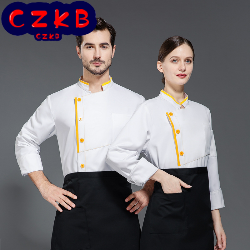 新款厨师服长袖秋冬装男女士后厨火锅店酒店餐厅服务员服工作制服