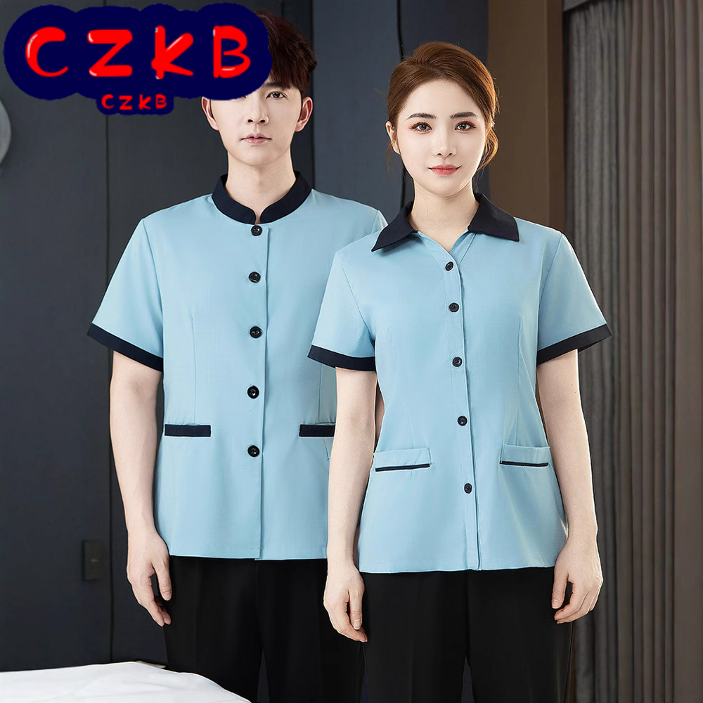 酒店保洁工作服短袖衬衫夏季家政物业养老院家政清洁阿姨工装制服