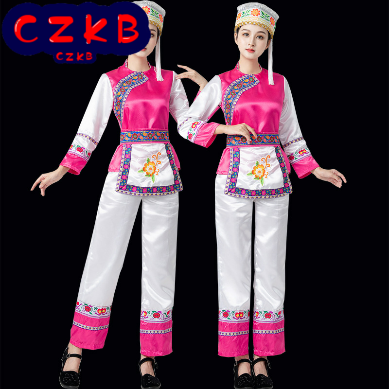 白族服装演出服女云南大理金花少数民族成人舞蹈服葫芦丝表演服装
