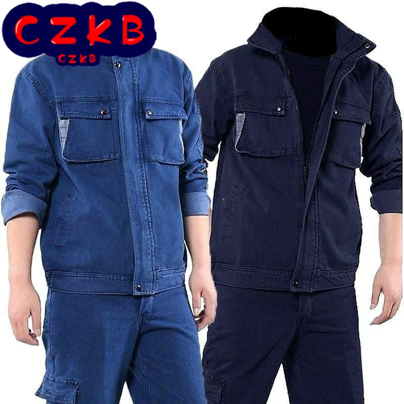 焊工工作服套装男牛仔劳保服加厚防烫耐磨电焊服工地工装、制服其