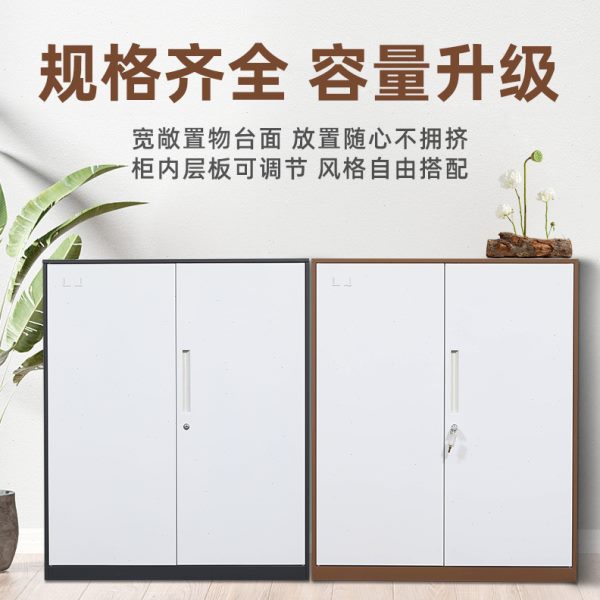 矮柜文件资料储物柜加厚窄边矮柜中二斗柜铁皮柜员工公室档案柜