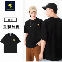 保罗刺绣圆领T恤纯棉短袖情侣款时尚潮流百搭半袖男打底衫