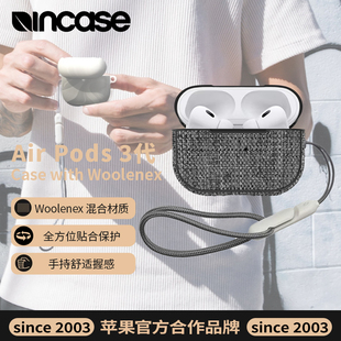 INCASE耳机壳适用于AirPods 3代保护壳苹果airpods降噪耳机挂绳防丢挂绳羊毛材质防摔全包潮流保护壳纹理灰色