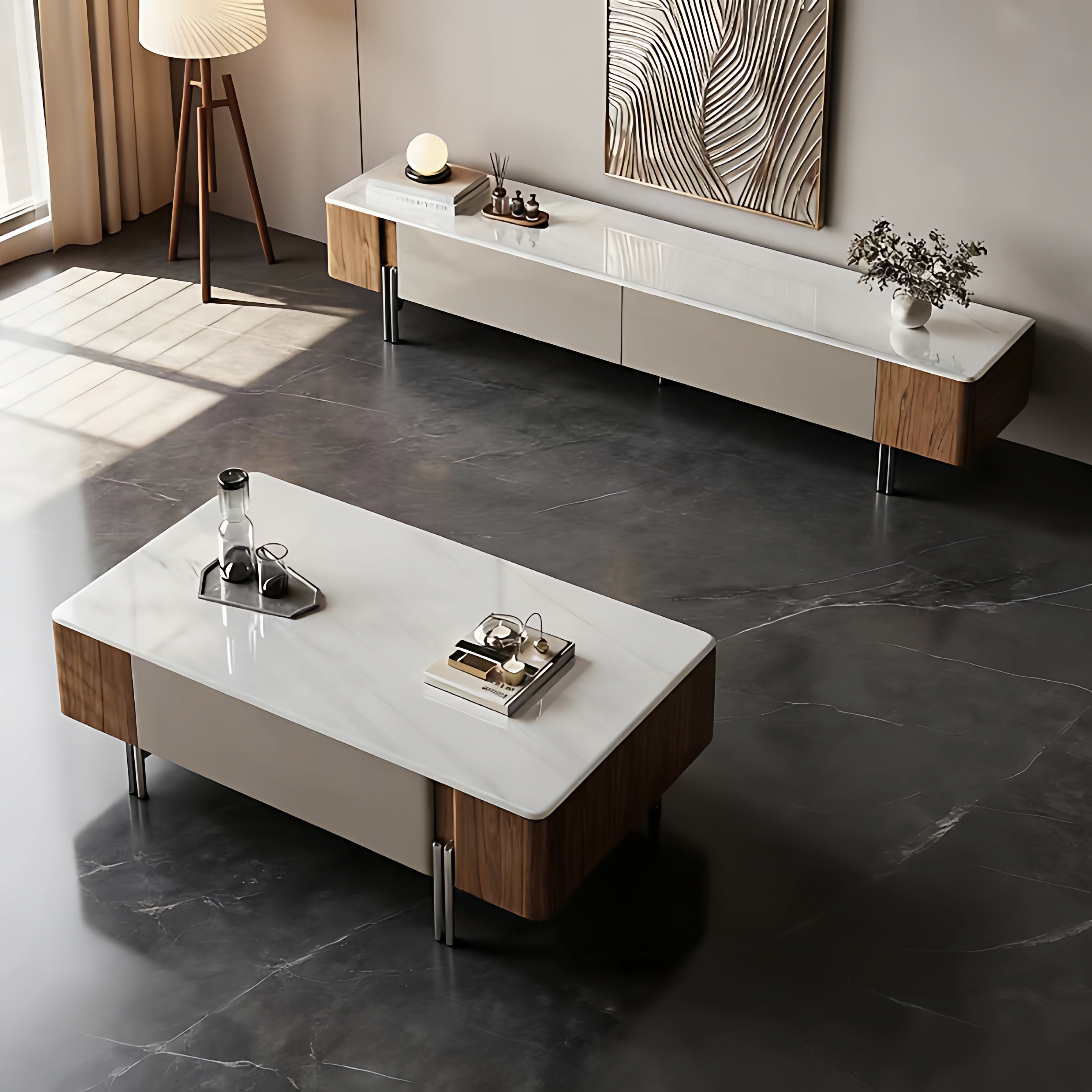 轻奢高级感茶几电视柜组合