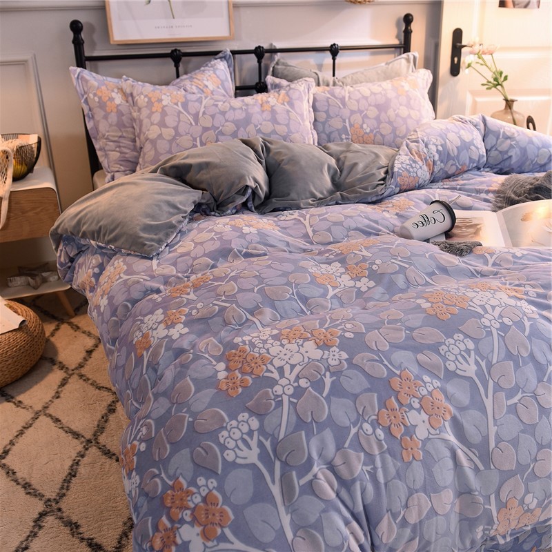 6D加厚无雕花静电绒四件套1.8m床单双人床单被套保暖珊瑚绒4件套