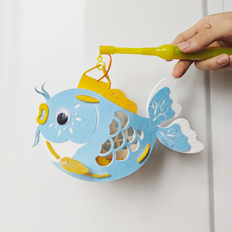 金鱼中式灯笼元宵古风diy手工制作材料儿童卡通鲤鱼花灯兔子宫灯