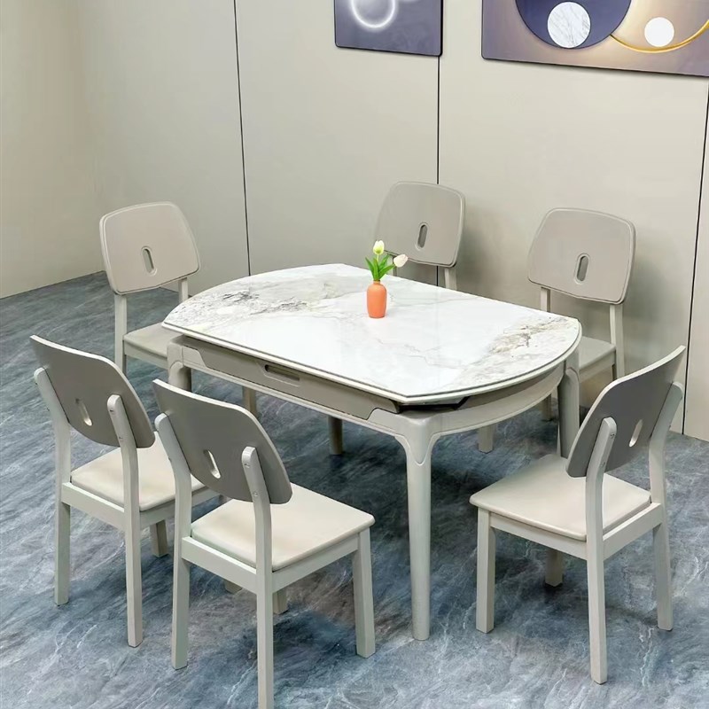 2017新品971-2拉台餐桌 白色简约烤漆餐桌 实木餐桌椅组合