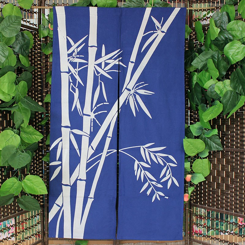 日式门帘子深蓝色棉布艺隔断装饰客厅玄关帘田园半帘挂帘竹林深处