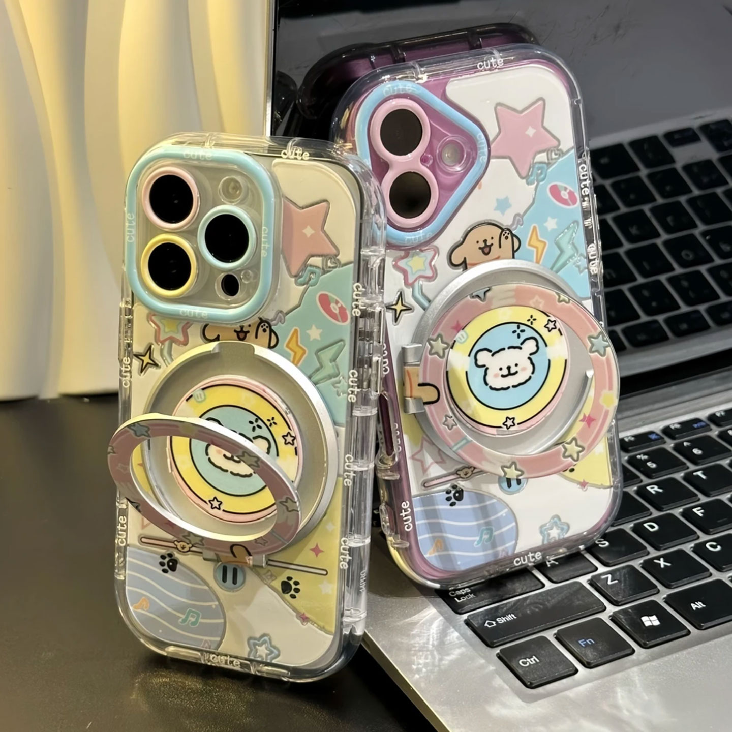 播放器线条小狗支架新款适用苹果16promax手机壳iPhone14pro小米15华为mate70pura80k60荣耀400x100nova13s19