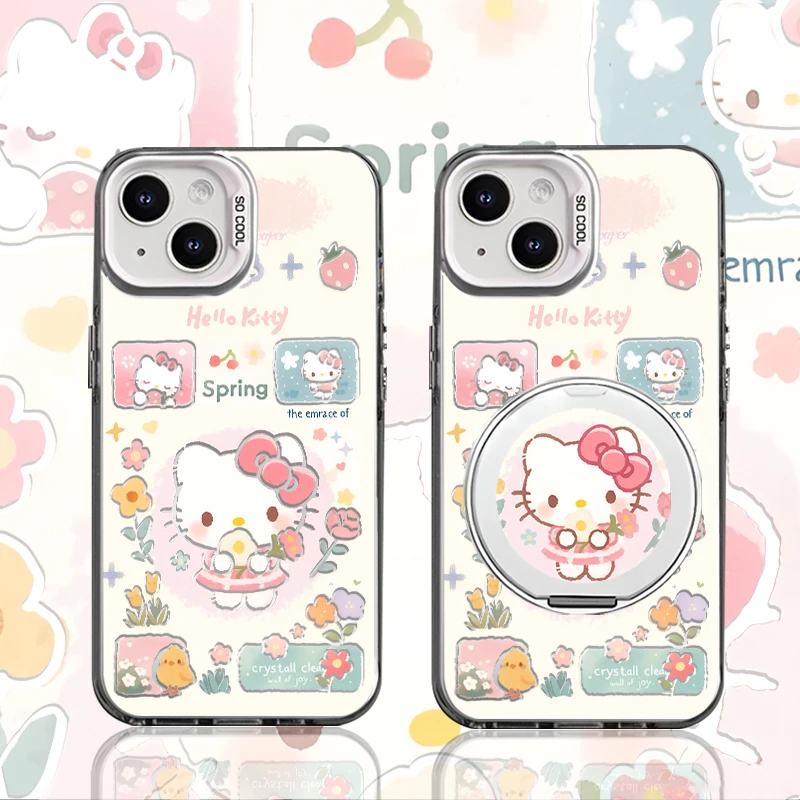 可爱凯蒂猫磁吸支架新款适用苹果16pro手机壳iPhone14max小米15华为mate60荣耀200k50p70vivox100一加13nova