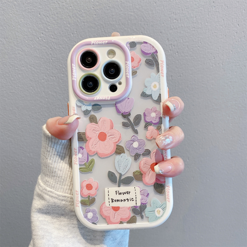 标签油画花朵新款适用苹果16pro手机壳iphone15max小米14华为mate60k80reno12p70note13荣耀200vivox100nova9