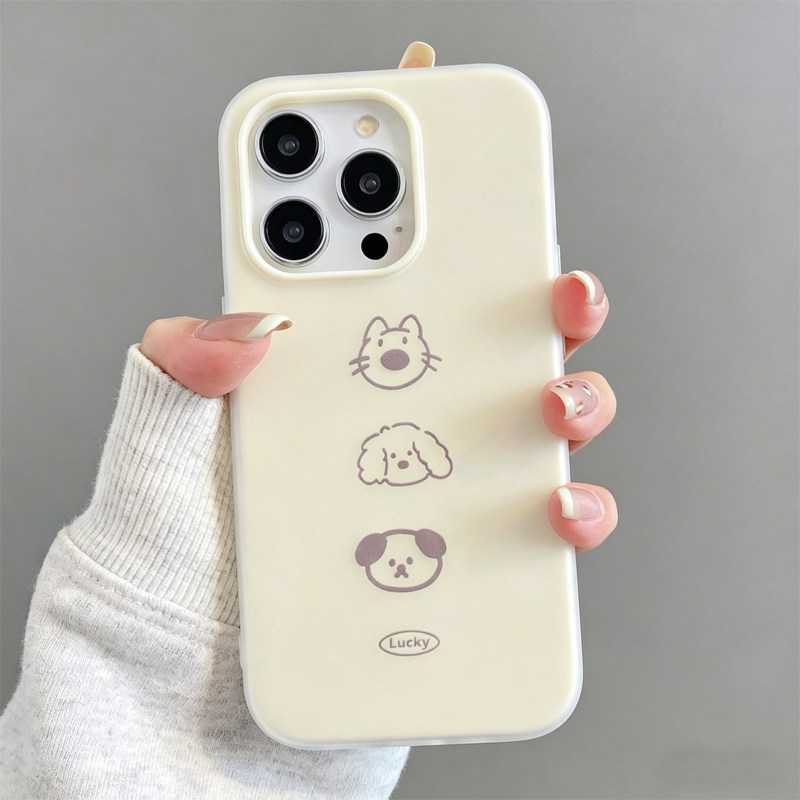 线条三只小狗适用于苹果17promax手机壳iPhone16pro新款iP15plus高颜值14简约air防摔13女款12保护11xsmax套