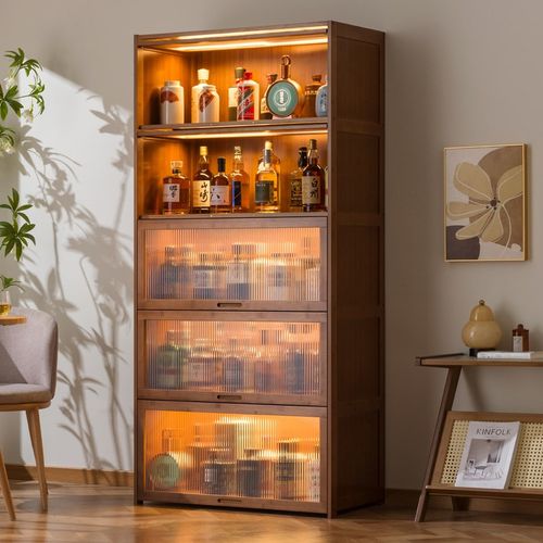 酒柜展示柜现代简约餐边柜网红家用靠墙多层置物架客厅收纳储物柜