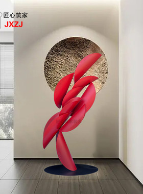 别墅样板房楼梯口玄关摆件酒店大堂金属落地雕塑品大型抽象工艺品