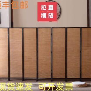 竹子屏风隔断墙客厅折叠移动挡板卧室遮挡现代简约办公室家用 中式