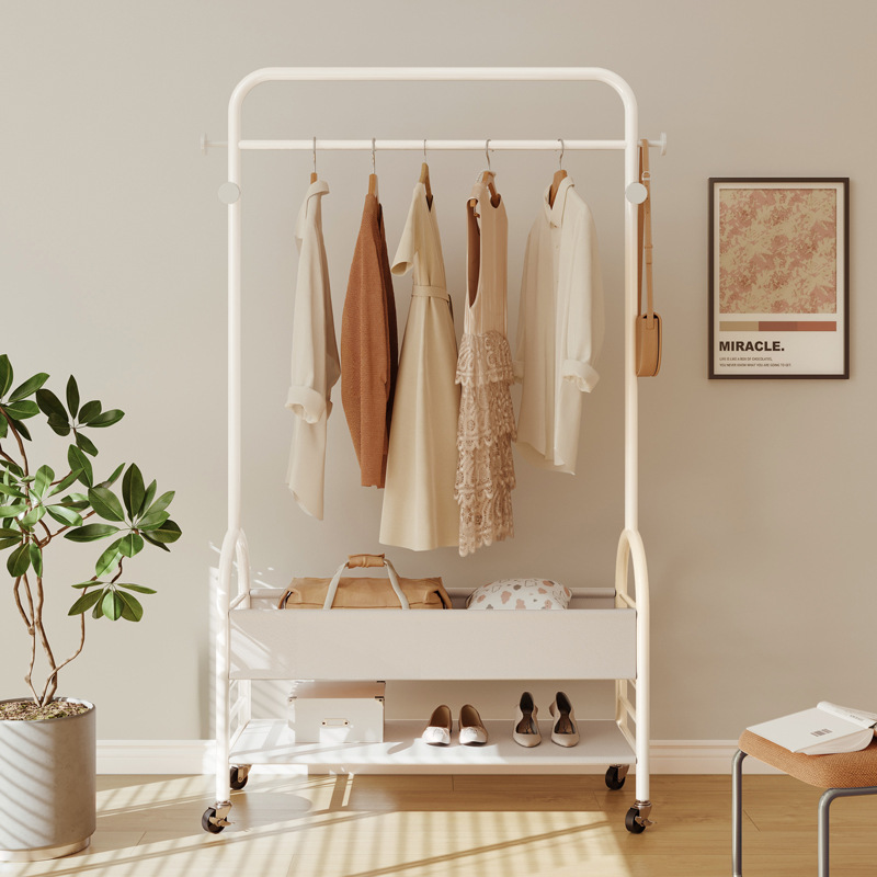 衣帽架落地移动多功能挂衣架中古风收纳置物架卧室家用晾衣小架子