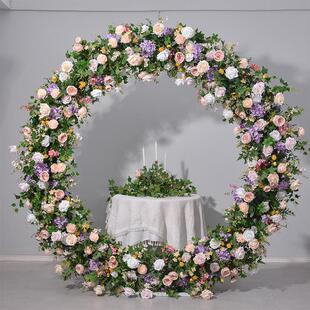 2米绿植玫瑰圆环花艺 广千丰新款 订婚结婚现场布置橱窗展示仿真花